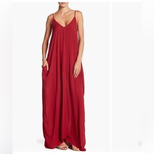 NWT Red Lovestitch Weekend Mila Gauzy Maxi Dress Rayon Pockets Relaxed Fit X1 2X